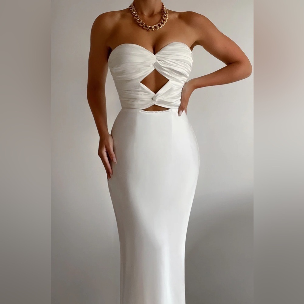Runaway Womens Size XS 2 Mich White Knot Front Sleeveless Slip Midi Dress New
